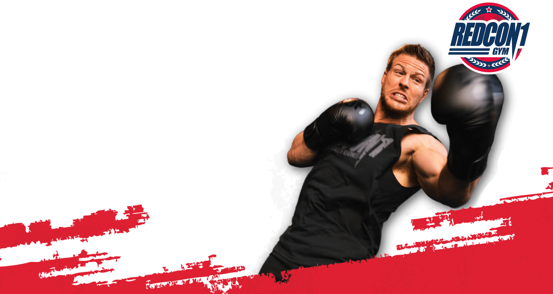 Redcon1 Gym Background with Model and Red Splatter